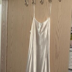 La Vie En Rose Cream Satin Looking Chemise With Ruffles On Bottom